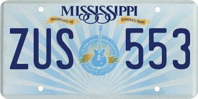 MS license plate ZUS553