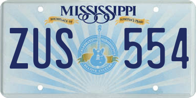 MS license plate ZUS554