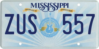 MS license plate ZUS557