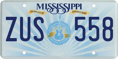 MS license plate ZUS558