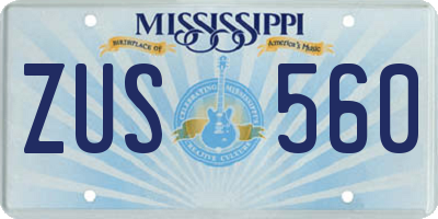 MS license plate ZUS560