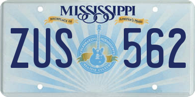 MS license plate ZUS562