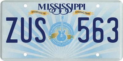 MS license plate ZUS563