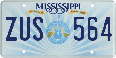 MS license plate ZUS564