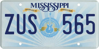MS license plate ZUS565