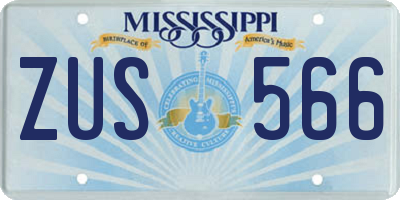 MS license plate ZUS566