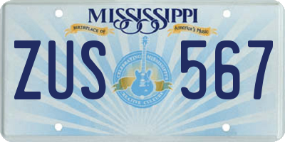 MS license plate ZUS567