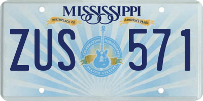MS license plate ZUS571