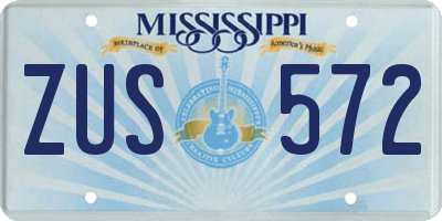 MS license plate ZUS572