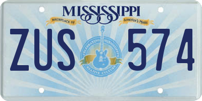 MS license plate ZUS574