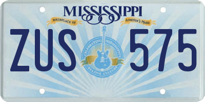 MS license plate ZUS575