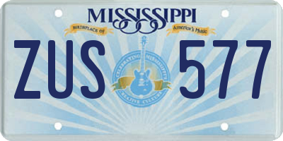 MS license plate ZUS577