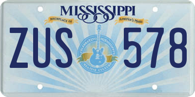 MS license plate ZUS578