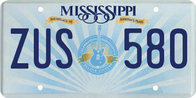 MS license plate ZUS580