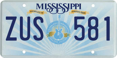 MS license plate ZUS581