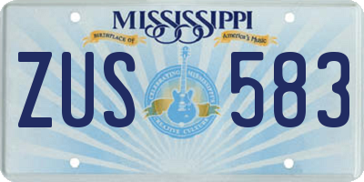 MS license plate ZUS583