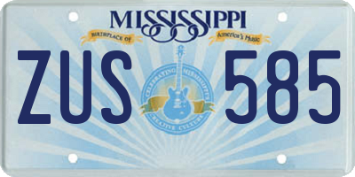 MS license plate ZUS585