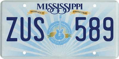 MS license plate ZUS589