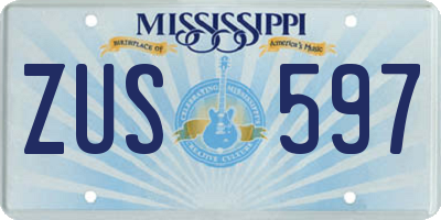 MS license plate ZUS597