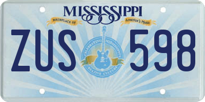 MS license plate ZUS598