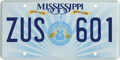 MS license plate ZUS601
