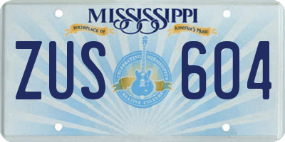 MS license plate ZUS604
