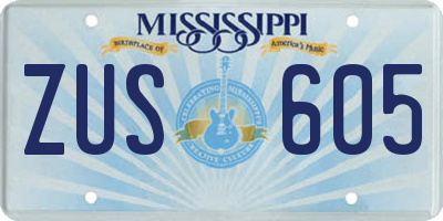 MS license plate ZUS605