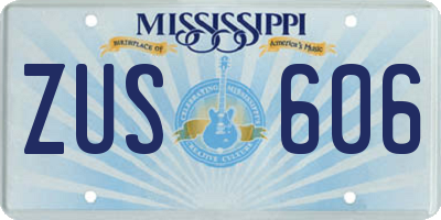 MS license plate ZUS606