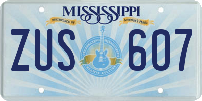 MS license plate ZUS607