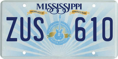 MS license plate ZUS610