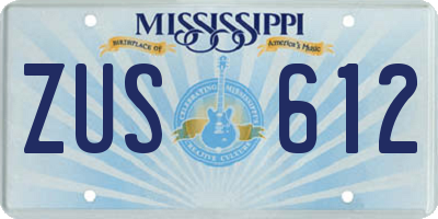 MS license plate ZUS612