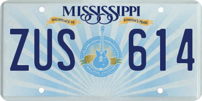 MS license plate ZUS614