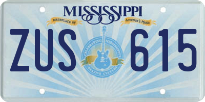 MS license plate ZUS615