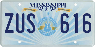 MS license plate ZUS616