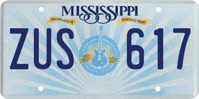 MS license plate ZUS617