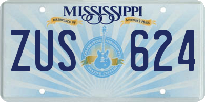 MS license plate ZUS624