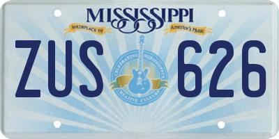 MS license plate ZUS626