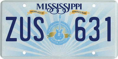 MS license plate ZUS631
