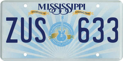 MS license plate ZUS633
