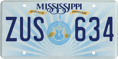 MS license plate ZUS634