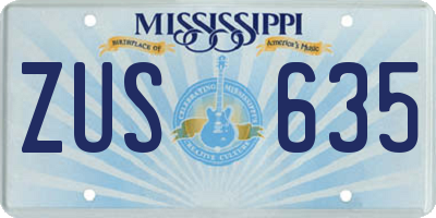 MS license plate ZUS635