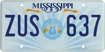 MS license plate ZUS637