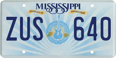 MS license plate ZUS640
