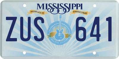 MS license plate ZUS641