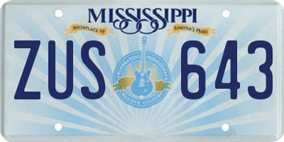 MS license plate ZUS643