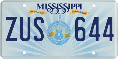 MS license plate ZUS644