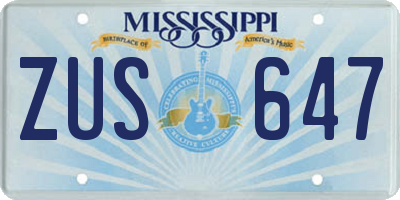 MS license plate ZUS647