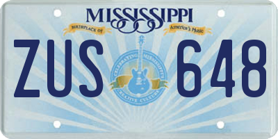 MS license plate ZUS648