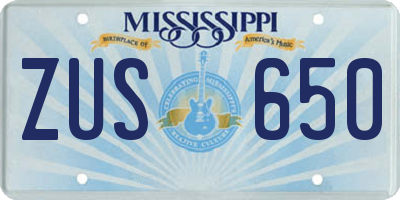 MS license plate ZUS650