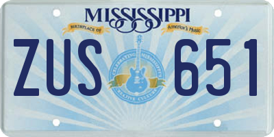 MS license plate ZUS651